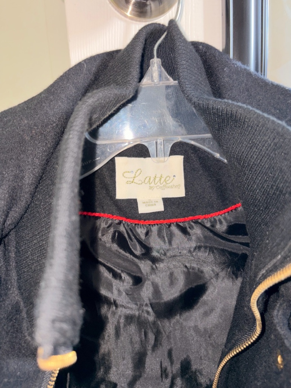 CoffeeShop Latte Black Blazer with Red Trim